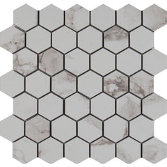 MSI Statuario Hexagon 12 in. x 12 in. x 10mm Glazed Porcelain Mesh-Mounted Mosaic Tile