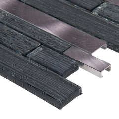 Luxe Interlocking Glass-Metal Surface for Kitchen Backsplash & Bathroom Accent Walls (1 Sheet)