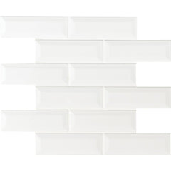 MSI Whisper White Beveled 2x6 Ceramic Mesh-Mounted Mosaic Wall Tile (10 sq. ft. / case)