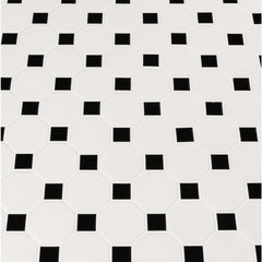 MSI White and Black Octagon 12 in. x 12 in. x 6mm Porcelain Mesh-Mounted Mosaic Tile (MATTE OR GLOSSY)