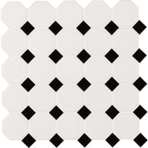 MSI White and Black Octagon 12 in. x 12 in. x 6mm Porcelain Mesh-Mounted Mosaic Tile (MATTE OR GLOSSY)