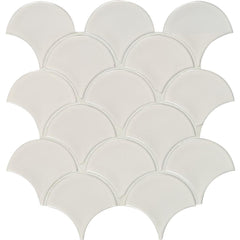 MSI White Glossy Fish Scale Porcelain Mesh-Mounted Mosaic Wall Tile (Box of 15 Sheets)