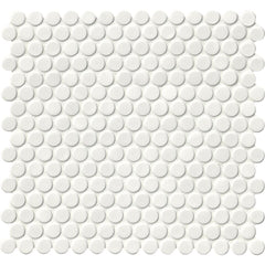 MSI White Glossy Penny Round Porcelain Mesh-Mounted Mosaic Wall Tile (15 Sheets / case)