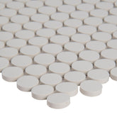 MSI Penny Round Bianco 11.3 in. x 12.2 in. x 6 mm Ceramic Mesh-Mounted Mosaic Tile