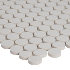 MSI Penny Round Bianco 11.3 in. x 12.2 in. x 6 mm Ceramic Mesh-Mounted Mosaic Tile