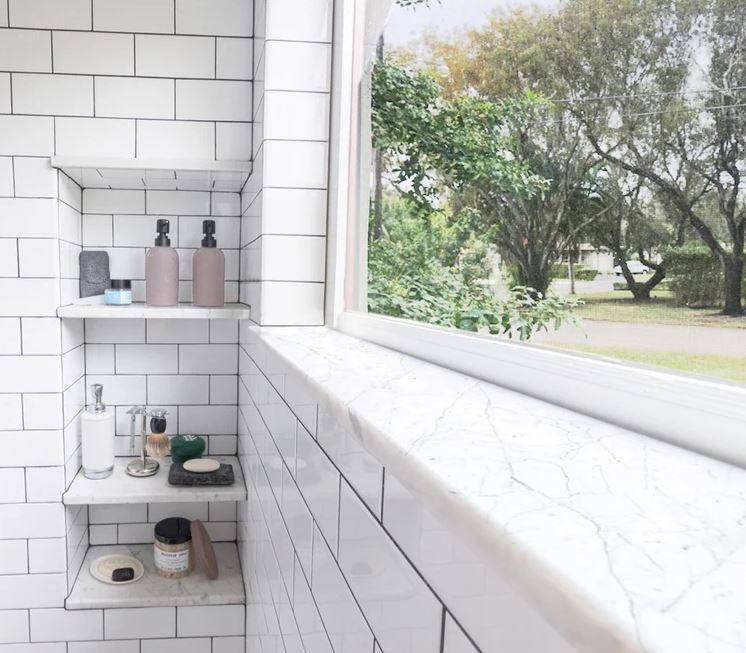 MARBLE SHOWER CURB TRESHOLDS