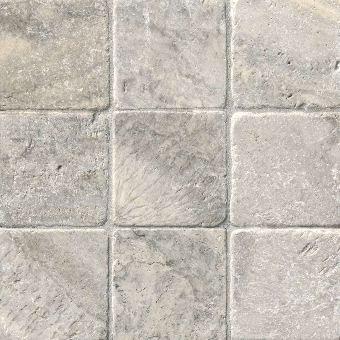 Tenedos 4x4 Silver Philadelphia Tumbled Travertine Natural Stone Wall Flooring Tile (Box of 5 sq.ft/45 pieces)