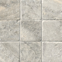 Tenedos 4x4 Silver Philadelphia Tumbled Travertine Natural Stone Wall Flooring Tile (Box of 5 sq.ft/45 pieces)