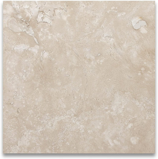 12x12 Tumbled Travertine Natural Stone Floor and Wall Tile in Durango Cream (Box of 10 Pieces)