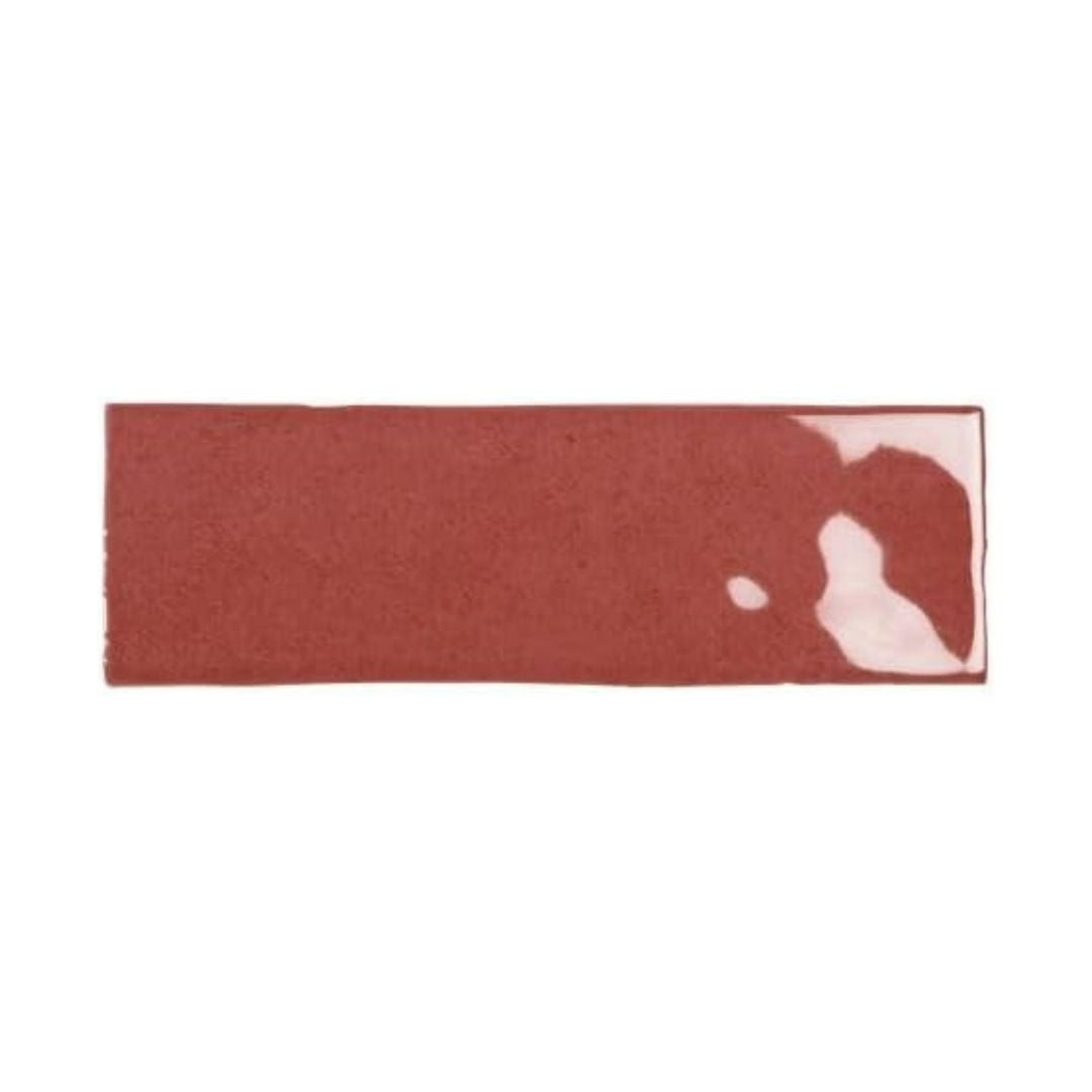 Tenedos HTC184 Ceramic Subway Wall Tile Handmade Look Glossy Glaze for Backsplash Kitchen, Bathroom Shower, Accent Wall (1, Rich Rouge)