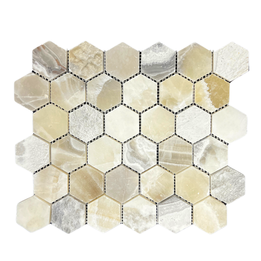Tenedos Berly Onyx Hexagon Marble Tile- 1 piece