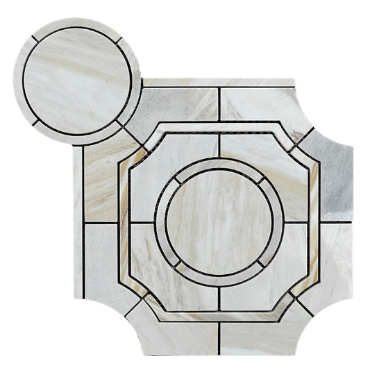 Tenedos Legency HTC152 Gold 10 in. x 10 in. Polished Mesh-Mounted Marble Mosaic Tile