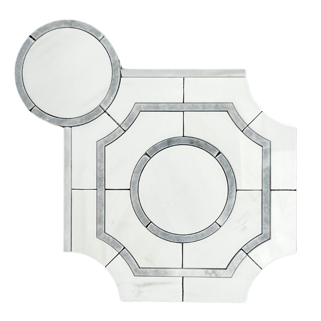 Tenedos Legency HTC152-1 10 in. x 10 in. Polished Marble Mosaic Tile Silver