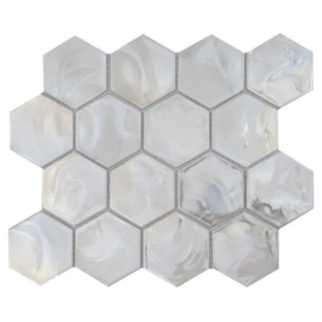 Tenedos HTC150 Violet Hexagon 10.95 in. x 12.6 in. Mixed Glass Floor and Kitchen Bathroom Wall Tile (0.96 sq. ft./Each)