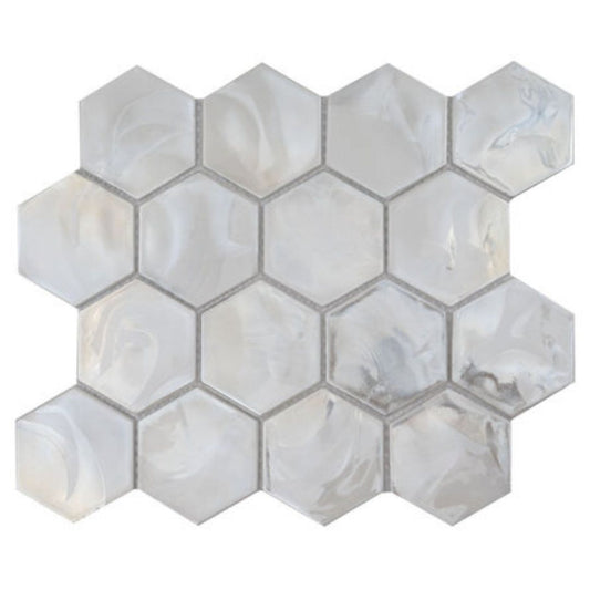 Tenedos HTC150 Violet Hexagon 10.95 in. x 12.6 in. Mixed Glass Floor and Kitchen Bathroom Wall Tile (0.96 sq. ft./Each)