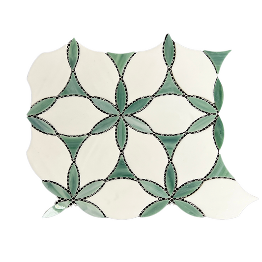 Tenedos Emerald Bloom Glass Mosaic Tile-1 piece