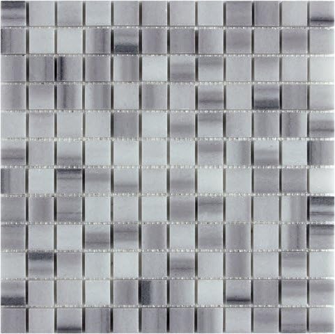 1x1 Marmara Equador Gray Zebra Polished Turkish Marble Floor Wall Tile 1 SQFT