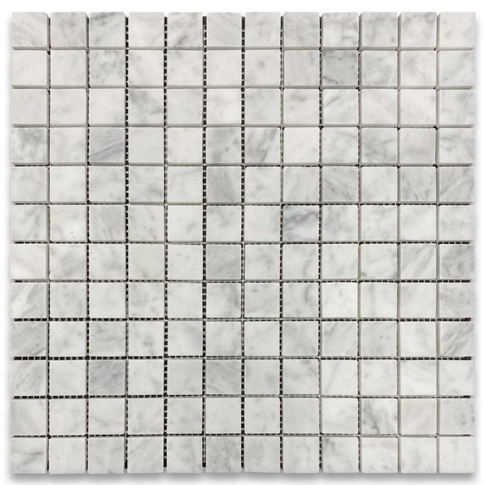 Carrara Marble Italian White Greyish Bianco Carrera 1x1 Mosaic Floor Wall Tile Honed