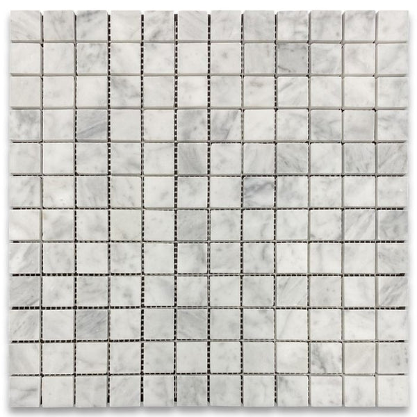 Carrara Marble Italian White Greyish Bianco Carrera 1x1 Mosaic Floor Wall Tile Honed