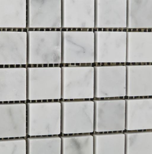 Carrara Marble Italian White Greyish Bianco Carrera 1x1 Mosaic Floor Wall Tile Honed