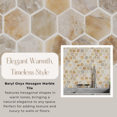 Tenedos Berly Onyx Hexagon Marble Tile- 1 piece
