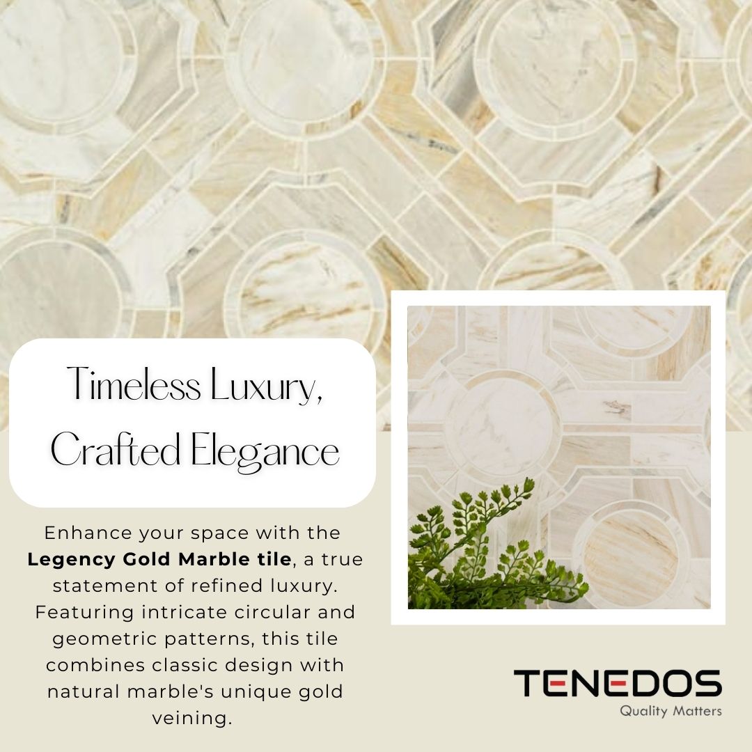 Tenedos Legency HTC152 Gold 10 in. x 10 in. Polished Mesh-Mounted Marble Mosaic Tile