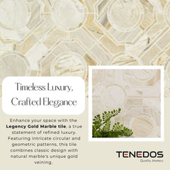 Tenedos Legency HTC152 Gold 10 in. x 10 in. Polished Mesh-Mounted Marble Mosaic Tile