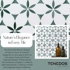 Tenedos Emerald Bloom Glass Mosaic Tile-1 piece