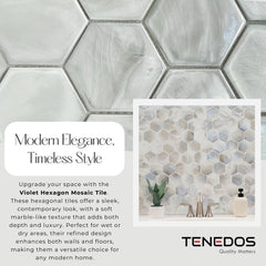 Tenedos HTC150 Violet Hexagon 10.95 in. x 12.6 in. Mixed Glass Floor and Kitchen Bathroom Wall Tile (0.96 sq. ft./Each)