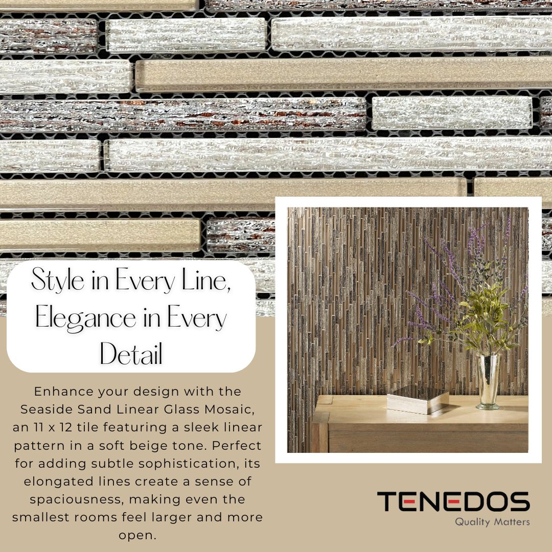 Tenedos HTC199 Seaside Sand Linear Glass Mosaic Tile