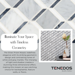 Tenedos HTC191 Silver Prism Marble Mosaic Tile- 1 piece