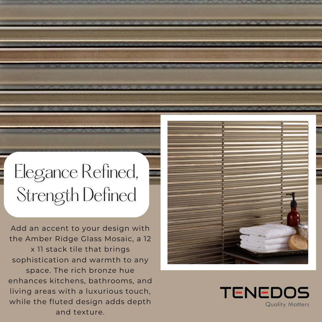 Tenedos HTC198 Amber Ridge Glass Mosaic Tile