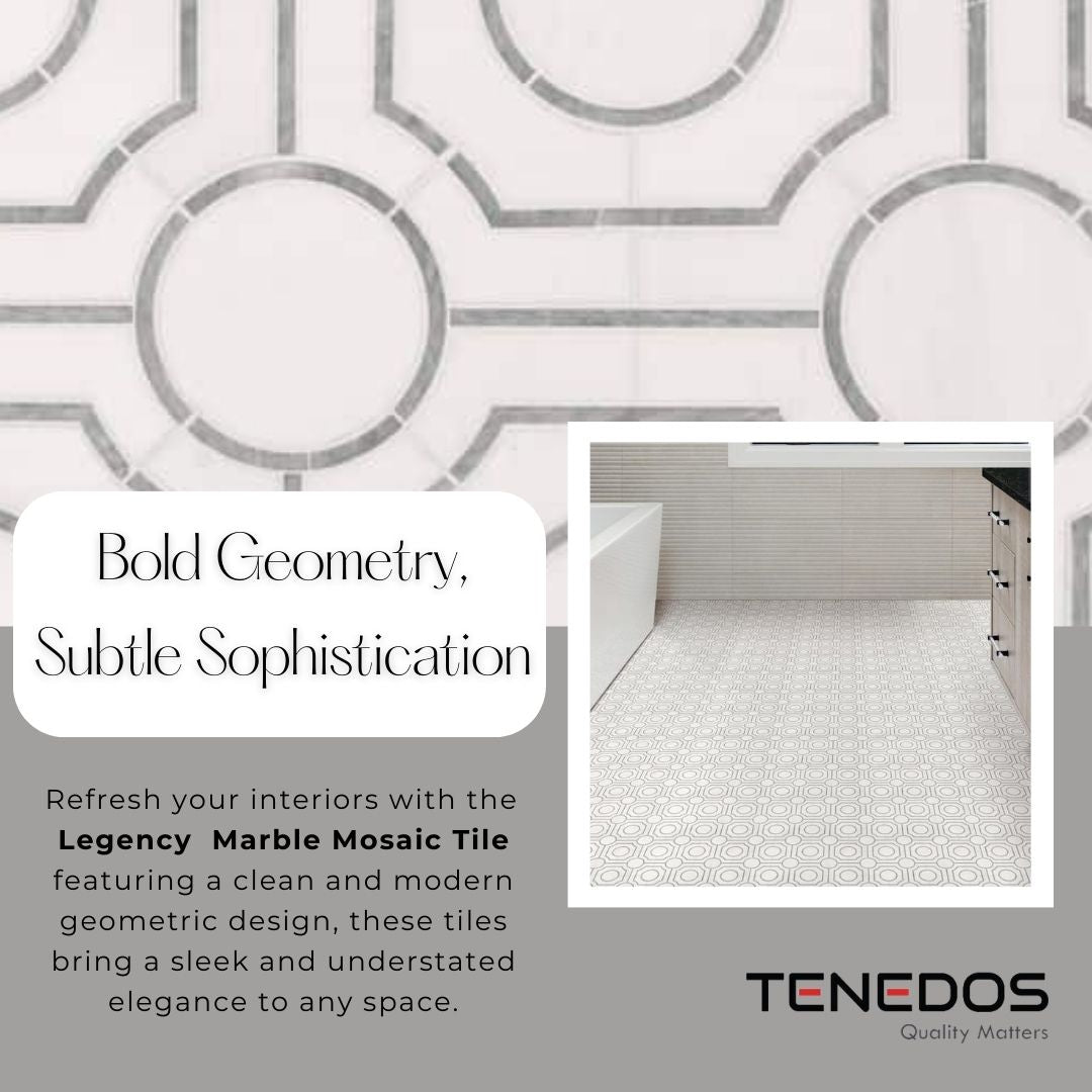 Tenedos Legency HTC152-1 10 in. x 10 in. Polished Marble Mosaic Tile Silver