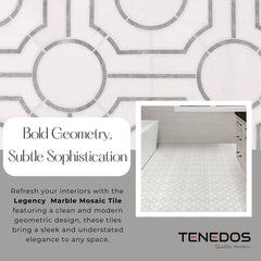 Tenedos Legency HTC152-1 10 in. x 10 in. Polished Marble Mosaic Tile Silver