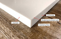 Threshold Shower Curb Pure Super White Engineered Marble 60 inch Length and custom Width