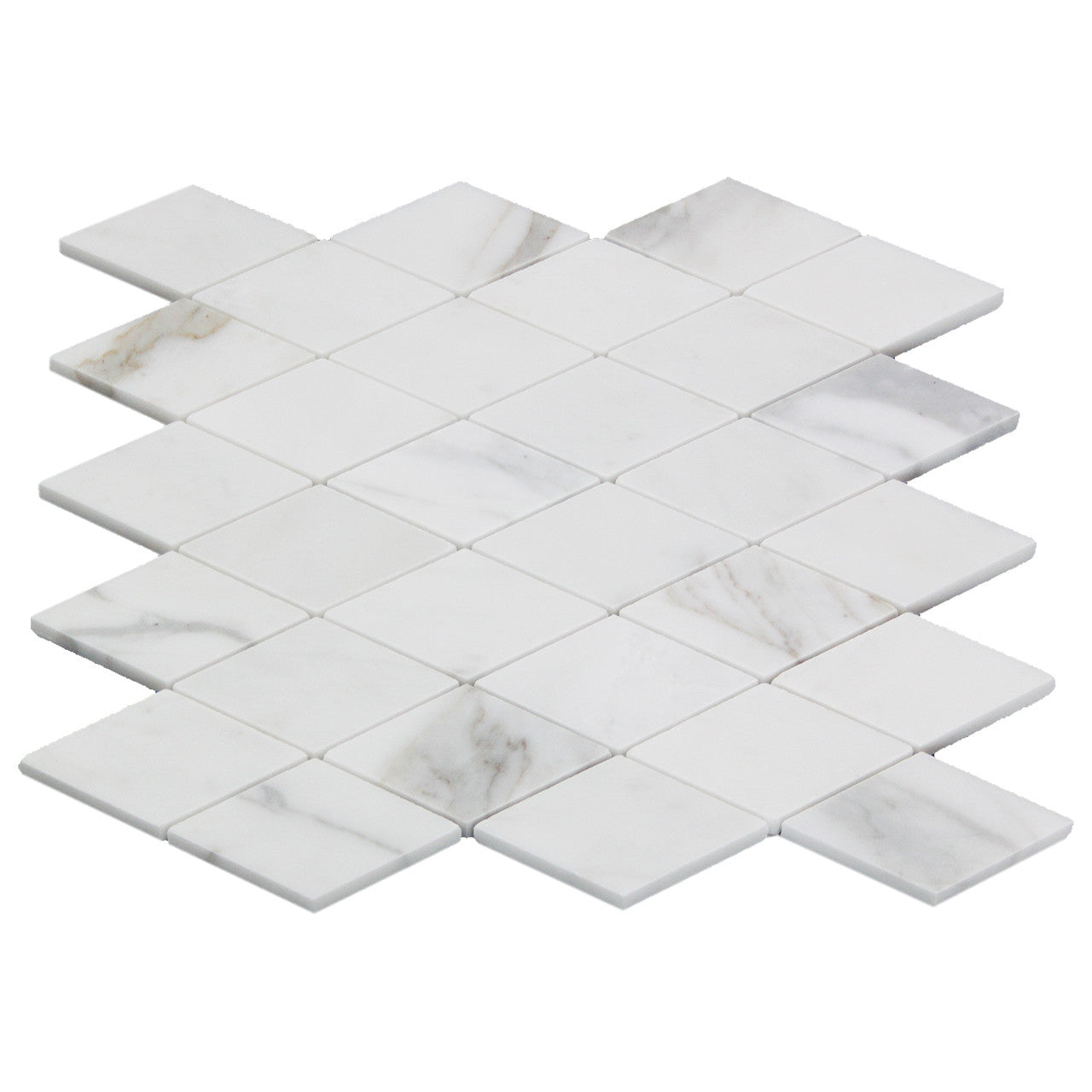 Calacatta Gold Italian Marble Large Diamond Mosaic Tile Polished