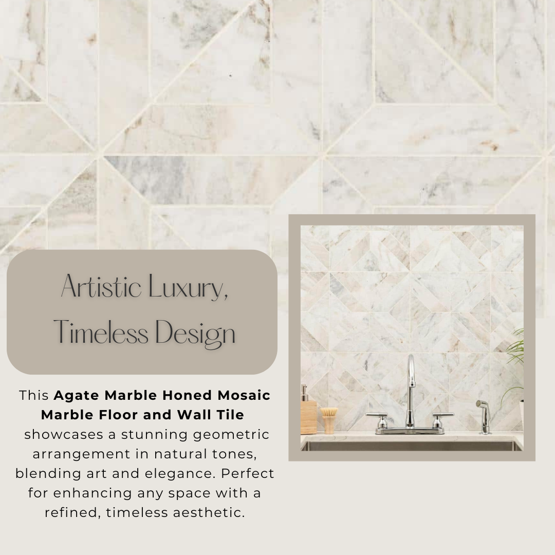 Tenedos Agate Marble Honed Mosaic Marble Floor and Wall Tile- 1 piece