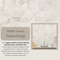 Tenedos Agate Marble Honed Mosaic Marble Floor and Wall Tile- 1 piece