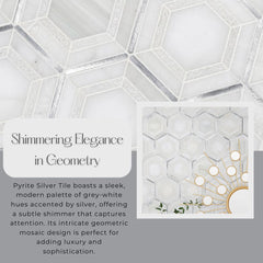 Tenedos HTC151 Pyrite Stone Metal Blend Mesh Mounted Mosaic Tile 10.83 in. x 12.44 in. x 8mm (0.94 sq. ft/Case) (Silver)
