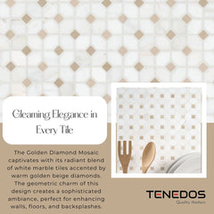 Tenedos HTC195 Golden Diamond Marble Mosaic Tile
