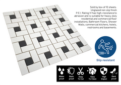Tenedos Spiral Pattern Unglazed Porcelain Pinwheel Mosaic Floor Wall Tile Matte White with Light Black Dots for Bathroom Flooring