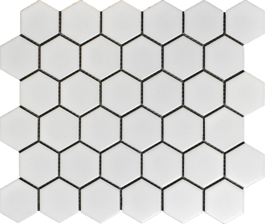 2 in. Hexagon White Glazed Matte Porcelain  Mosaic Floor Wall Tile (Box of 10 Sheets)