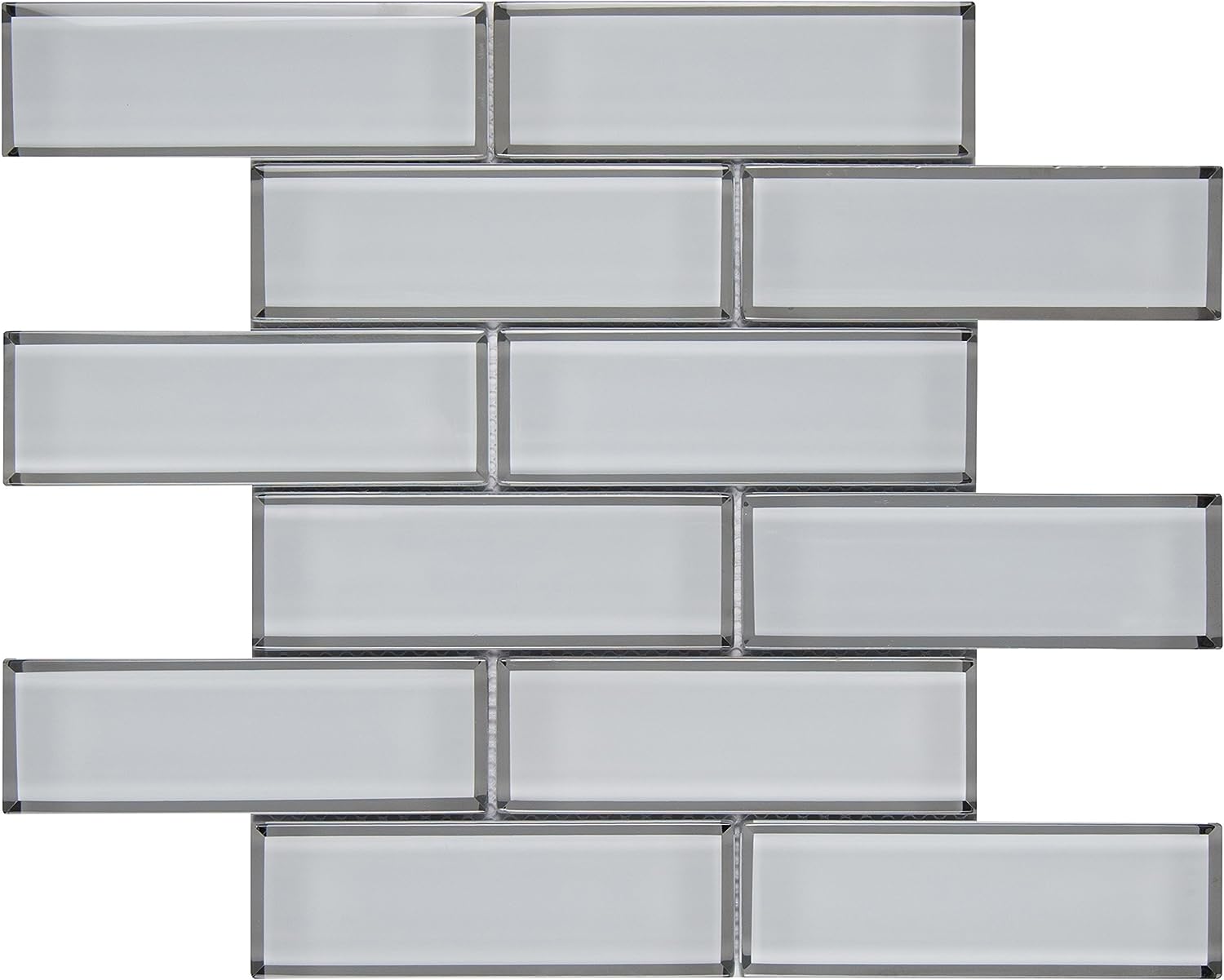 MS International GLSST-ICEBE8MM 2x6 Ice Bevel Mesh-Mounted Wall Glass Tile (Box of 10 Pieces)