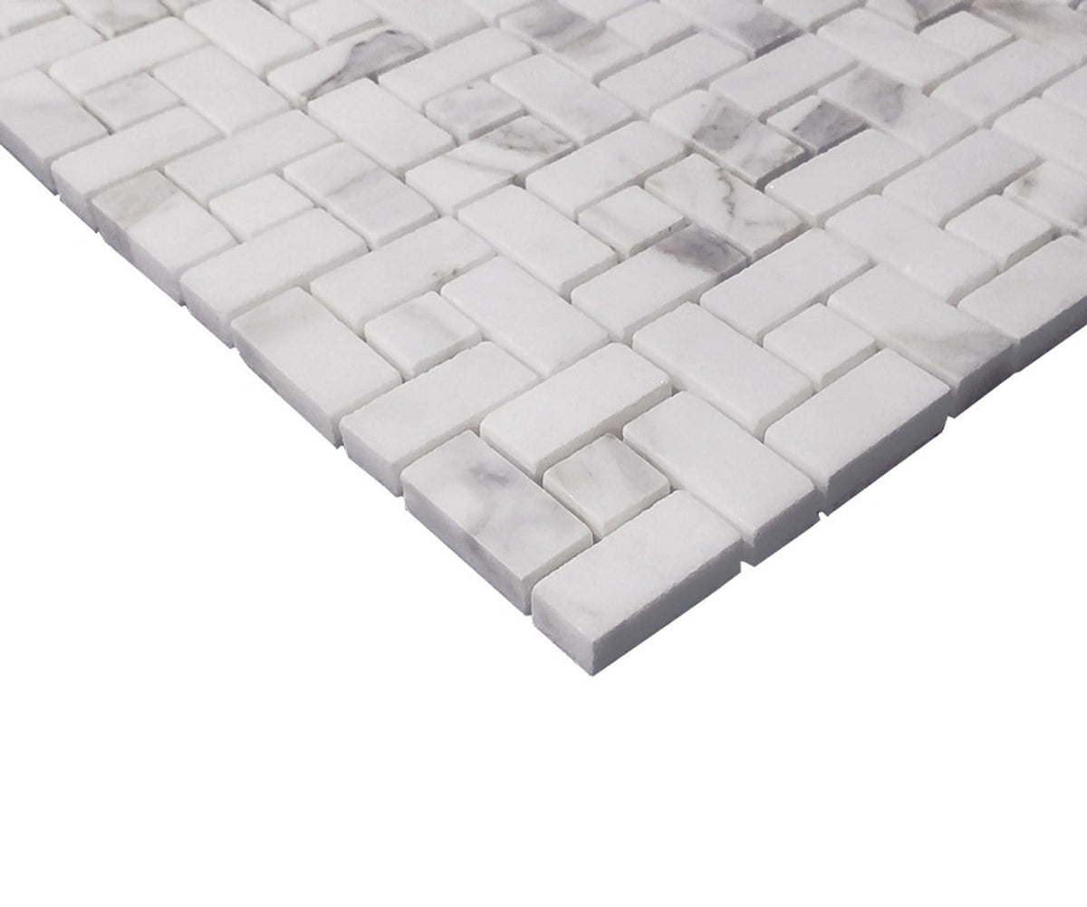 Calacatta Gold Marble Target Pinwheel Mosaic Tile with Calacatta Gold Dots Polished (Glossy)