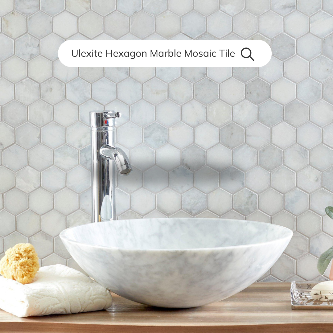 Tenedos Ulexite Hexagon Marble Mosaic Tile-1 piece