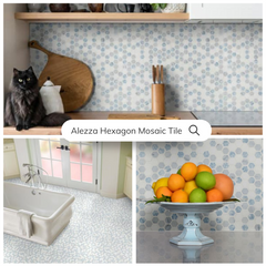 Tenedos Alezza Polished Marble Mesh-Mounted Mosaic Tile 1 piece