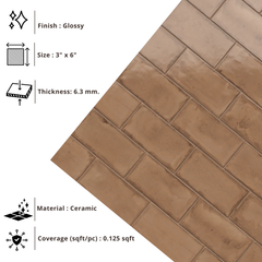 Tenedos HTCRC 3x6 Glossy Ceramic Wall Tile – Modern Graphic Subway Tile for Kitchen Backsplash and Bathroom Walls