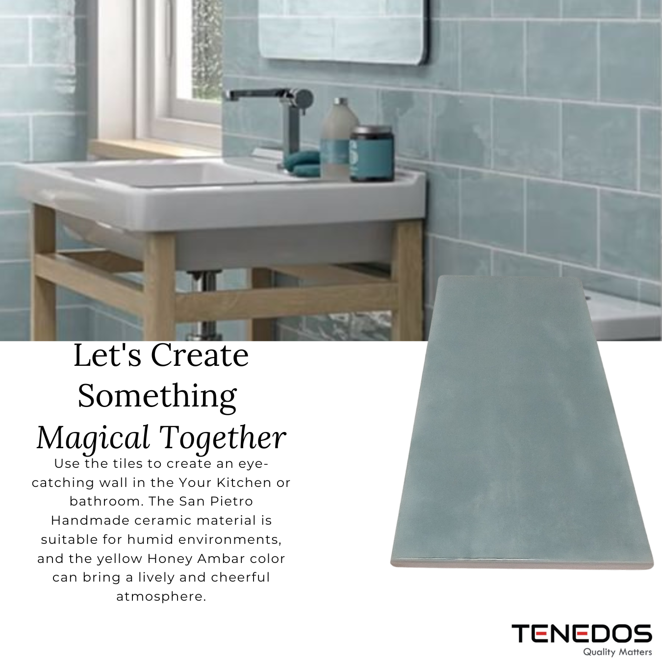 TRCD-MLC-4X10 Santorini Blue Gray 4 1/4x10 Glossy Ceramic Wall Tile Backsplash for Kitchen, Bathroom, Fireplace, Accent Decor