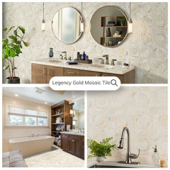 Tenedos Legency HTC152 Gold 10 in. x 10 in. Polished Mesh-Mounted Marble Mosaic Tile