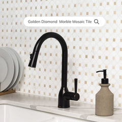 Tenedos HTC195 Golden Diamond Marble Mosaic Tile